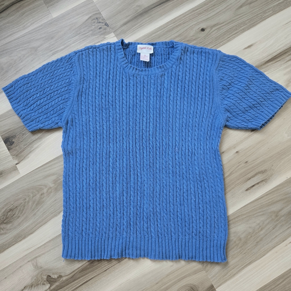 Crystal-Kole 100% Cotton Short Sleeve Cableknit Crewneck Sweater Size Medium